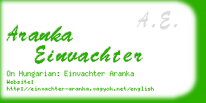 aranka einvachter business card